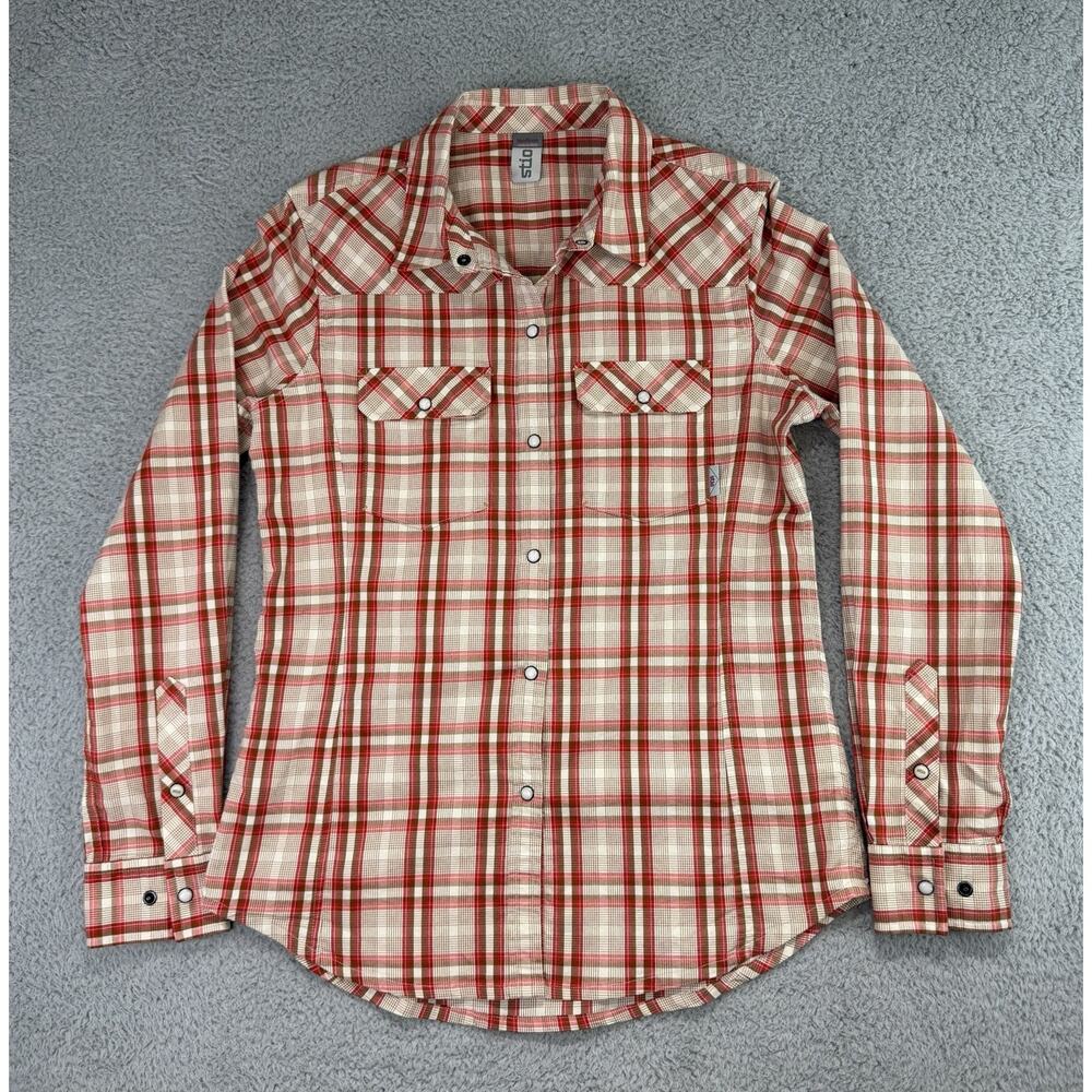Stio Shirt Womens Medium Plaid Flannel Western Snap Outdoor Hiking Trail Top